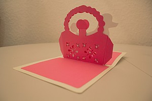 Popup-Karte mit Pudel in der Tasche